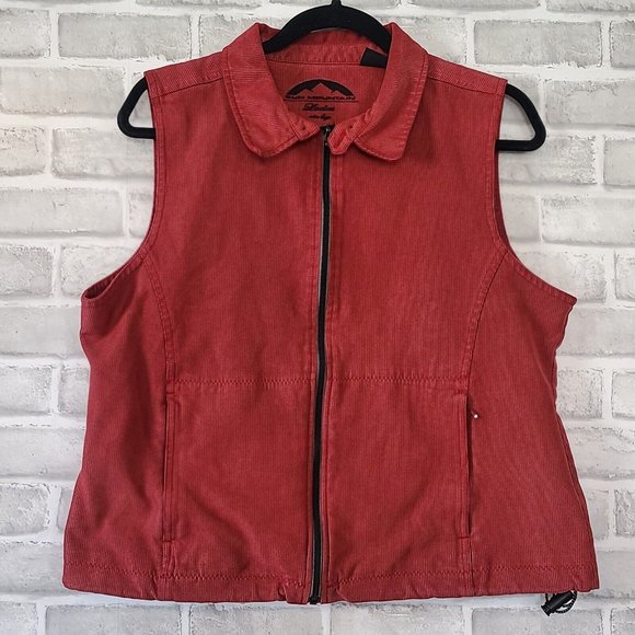 Vintage Sun Mountain Womens Corduroy Vest Red XL Full Zip - Picture 1 of 9